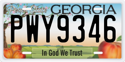 GA license plate PWY9346
