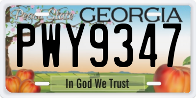 GA license plate PWY9347