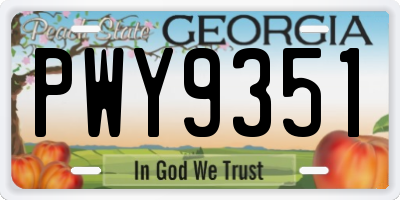 GA license plate PWY9351