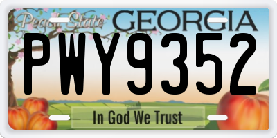 GA license plate PWY9352