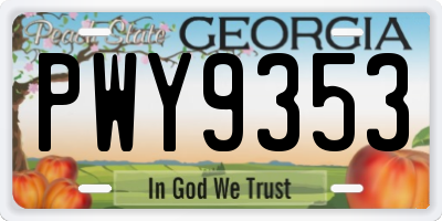 GA license plate PWY9353