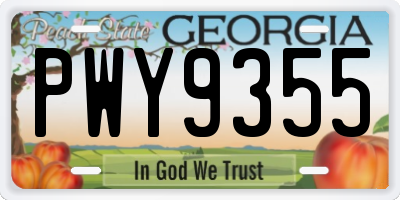 GA license plate PWY9355