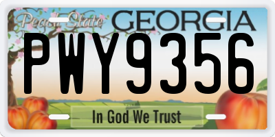 GA license plate PWY9356