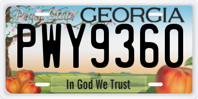 GA license plate PWY9360