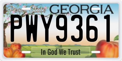 GA license plate PWY9361