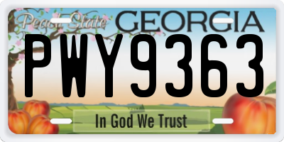 GA license plate PWY9363