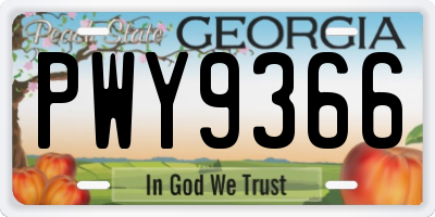 GA license plate PWY9366