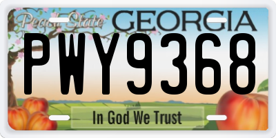 GA license plate PWY9368