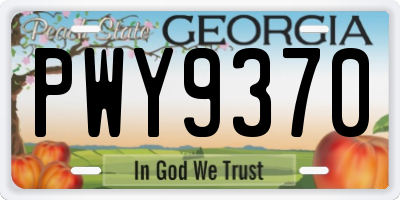 GA license plate PWY9370