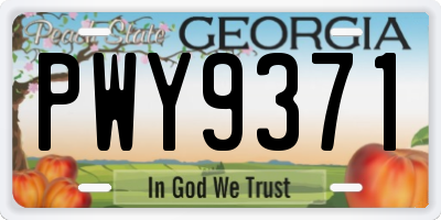 GA license plate PWY9371
