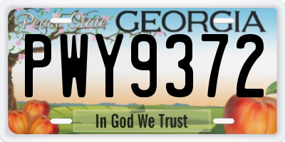 GA license plate PWY9372