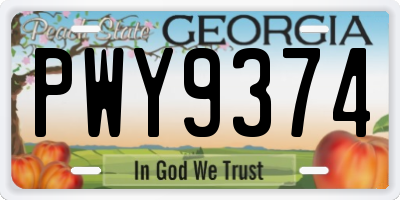 GA license plate PWY9374