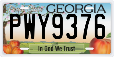 GA license plate PWY9376