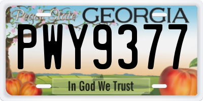 GA license plate PWY9377