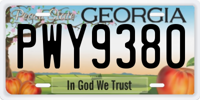 GA license plate PWY9380