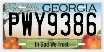 GA license plate PWY9386