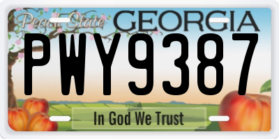 GA license plate PWY9387