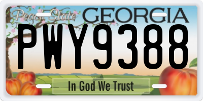 GA license plate PWY9388