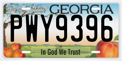 GA license plate PWY9396