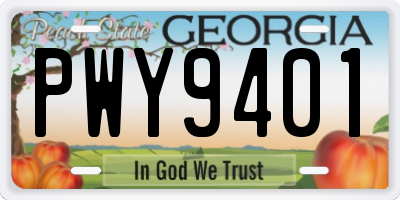 GA license plate PWY9401