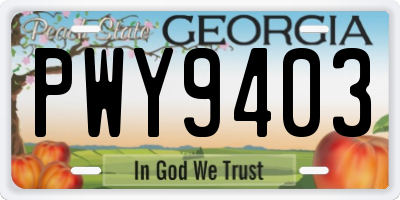 GA license plate PWY9403