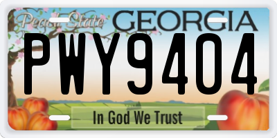 GA license plate PWY9404