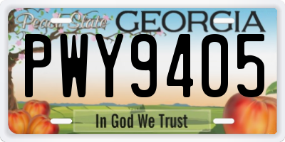 GA license plate PWY9405