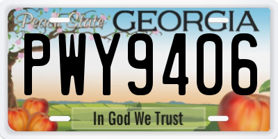 GA license plate PWY9406
