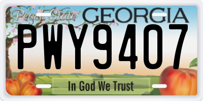 GA license plate PWY9407