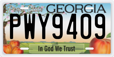 GA license plate PWY9409