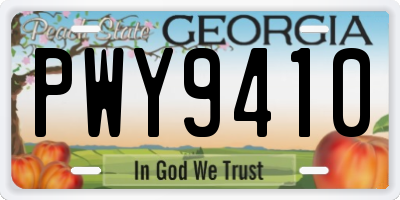 GA license plate PWY9410