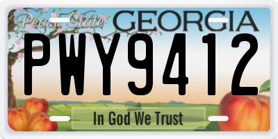 GA license plate PWY9412