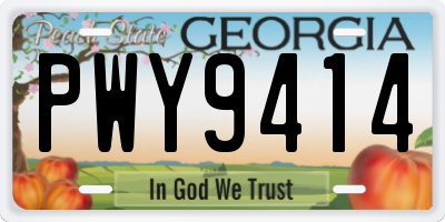 GA license plate PWY9414
