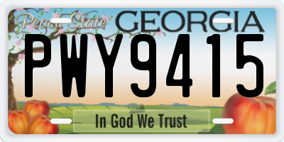 GA license plate PWY9415