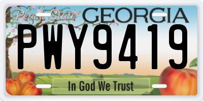 GA license plate PWY9419