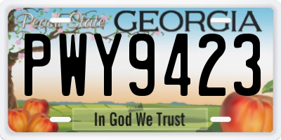 GA license plate PWY9423
