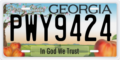 GA license plate PWY9424
