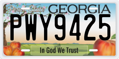 GA license plate PWY9425