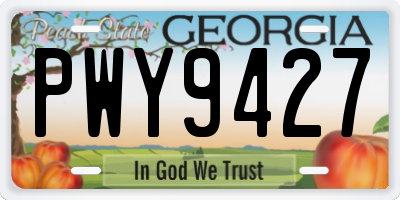 GA license plate PWY9427