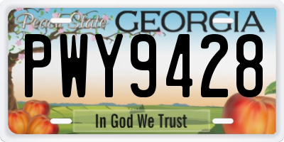 GA license plate PWY9428