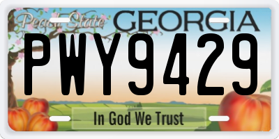 GA license plate PWY9429