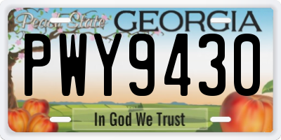 GA license plate PWY9430
