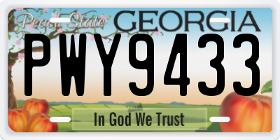 GA license plate PWY9433