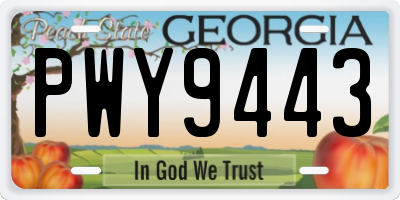 GA license plate PWY9443