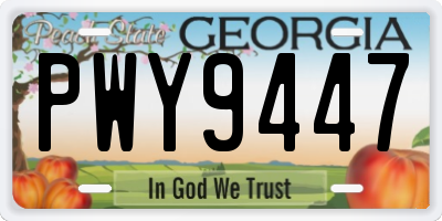 GA license plate PWY9447