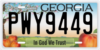 GA license plate PWY9449