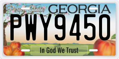 GA license plate PWY9450
