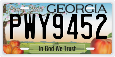 GA license plate PWY9452