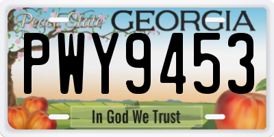 GA license plate PWY9453