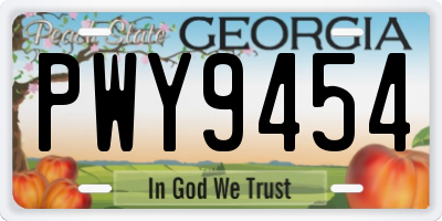 GA license plate PWY9454